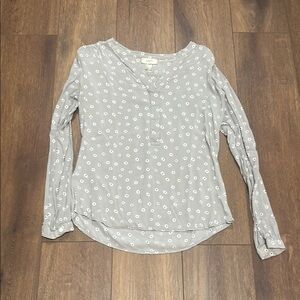 LOFT Light Gray Floral Blouse